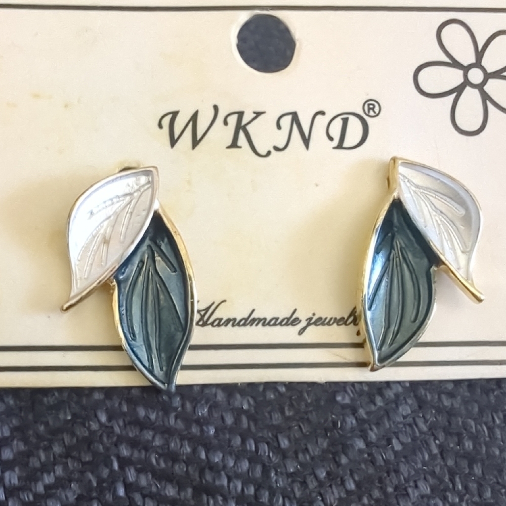 Gold and Silver Leaf Earrings